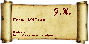 Frim Mózes névjegykártya